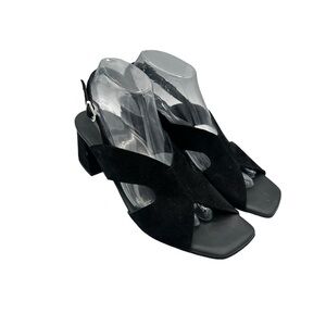 Paul Green Remy Black Suede Slingback Block Heel Chic Modern Sandals